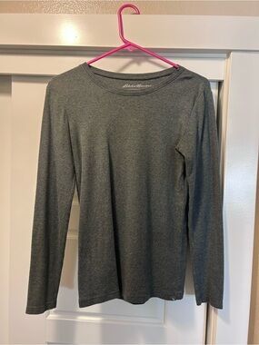 Eddie Bauer Heather Charcoal Crewneck Long Sleeve Tee
